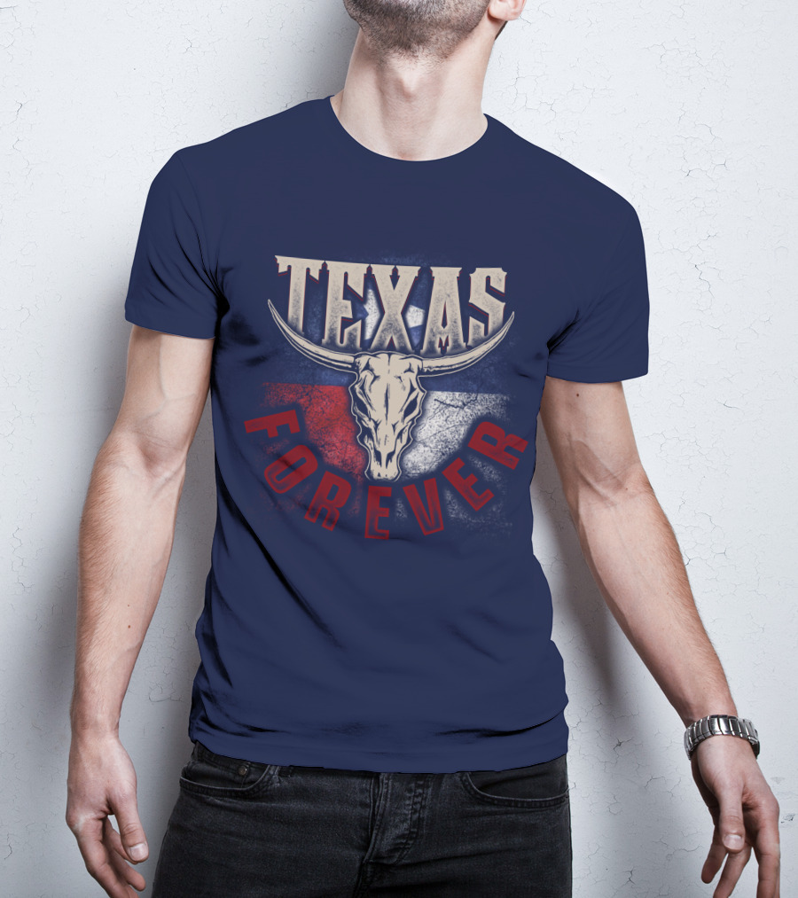 Texas Forever Longhorn Skull State Pride T-Shirt