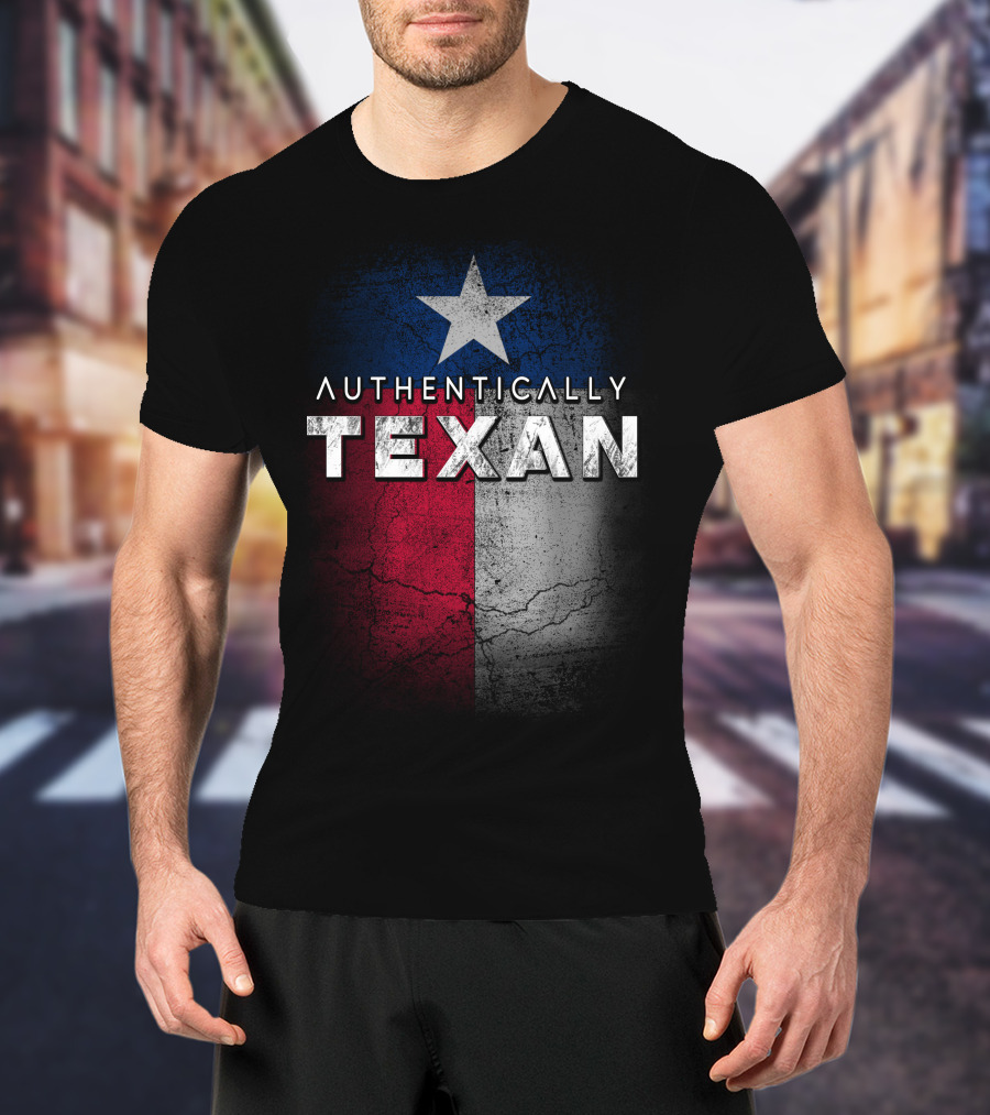 Authentically Texan Lone Star Flag Style T-Shirt