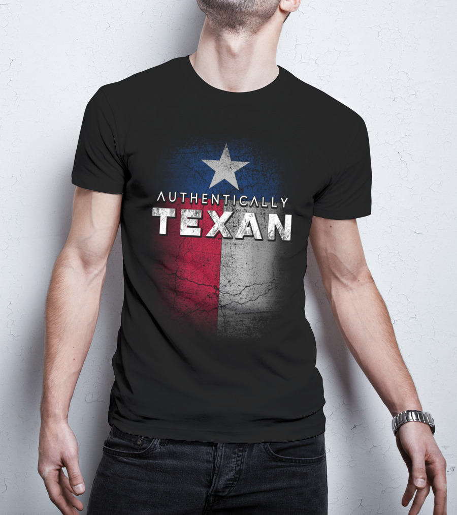 Authentically Texan Lone Star Flag Style T-Shirt