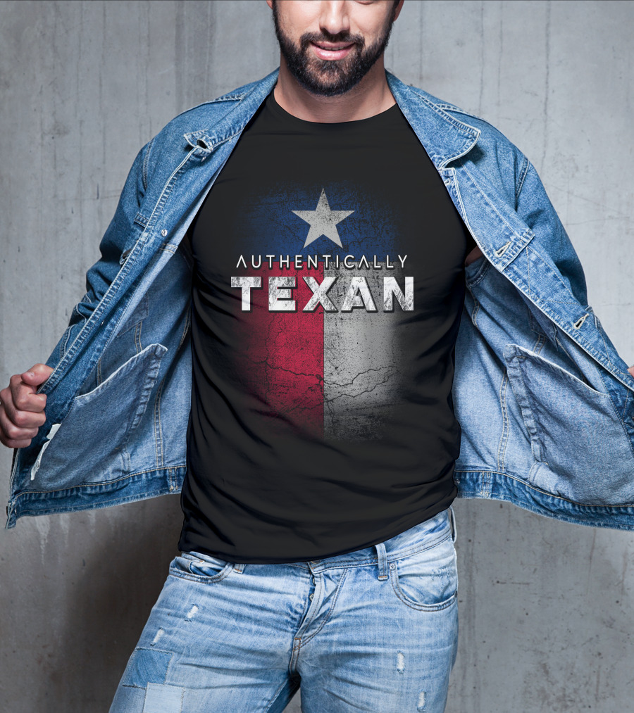 Authentically Texan Lone Star Flag Style T-Shirt