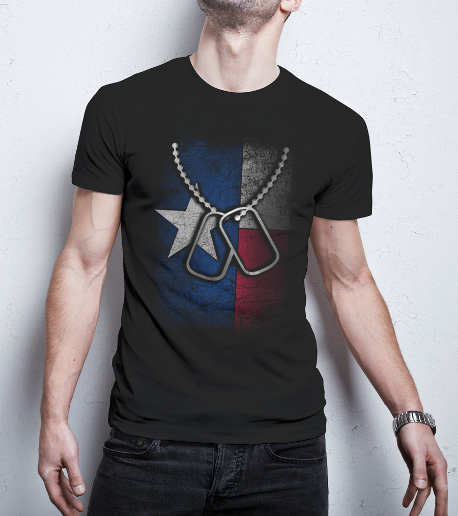 Veteran Texas Flag With Dog Tags T-Shirt