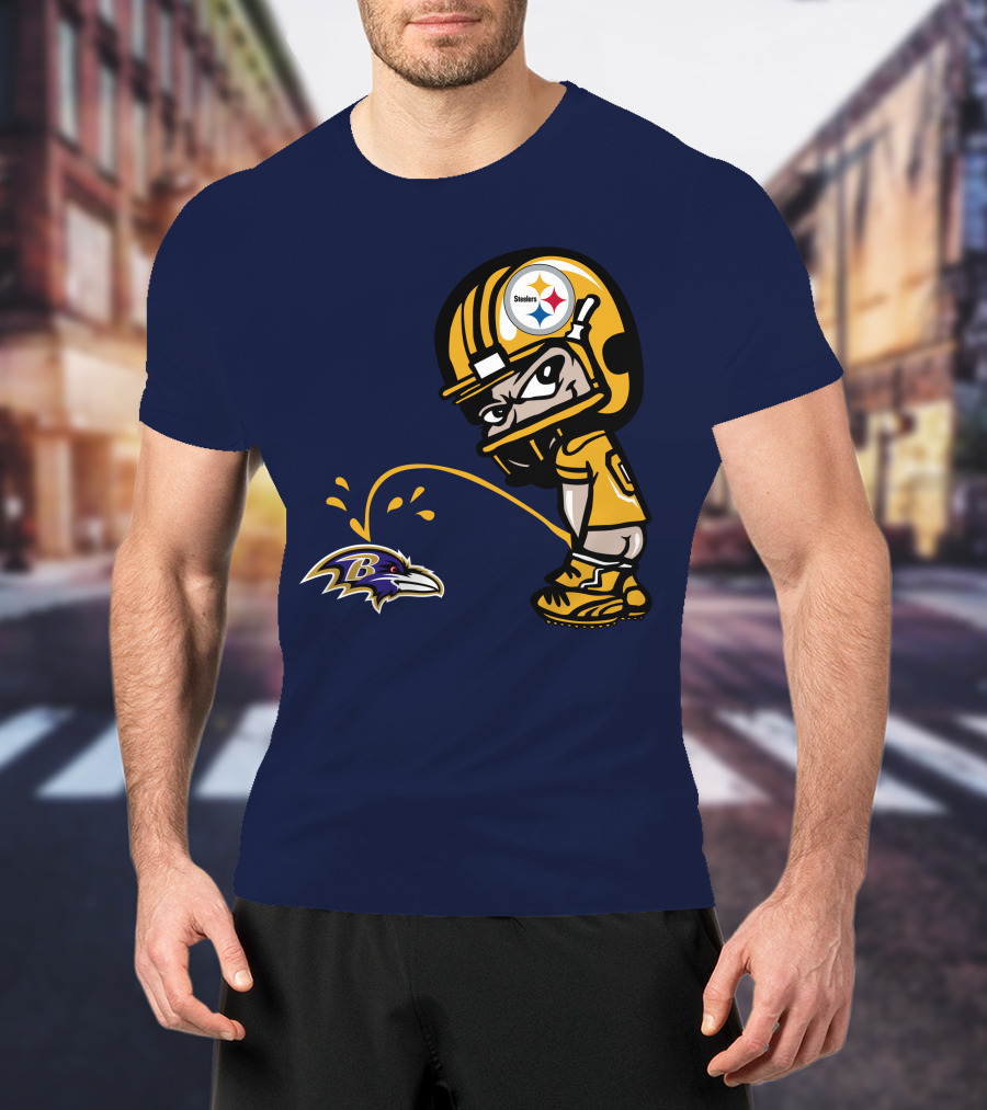 Steelers Vs. Ravens Rivalry Cartoon Helmet T-Shirt