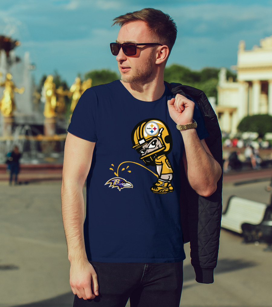Steelers Vs. Ravens Rivalry Cartoon Helmet T-Shirt