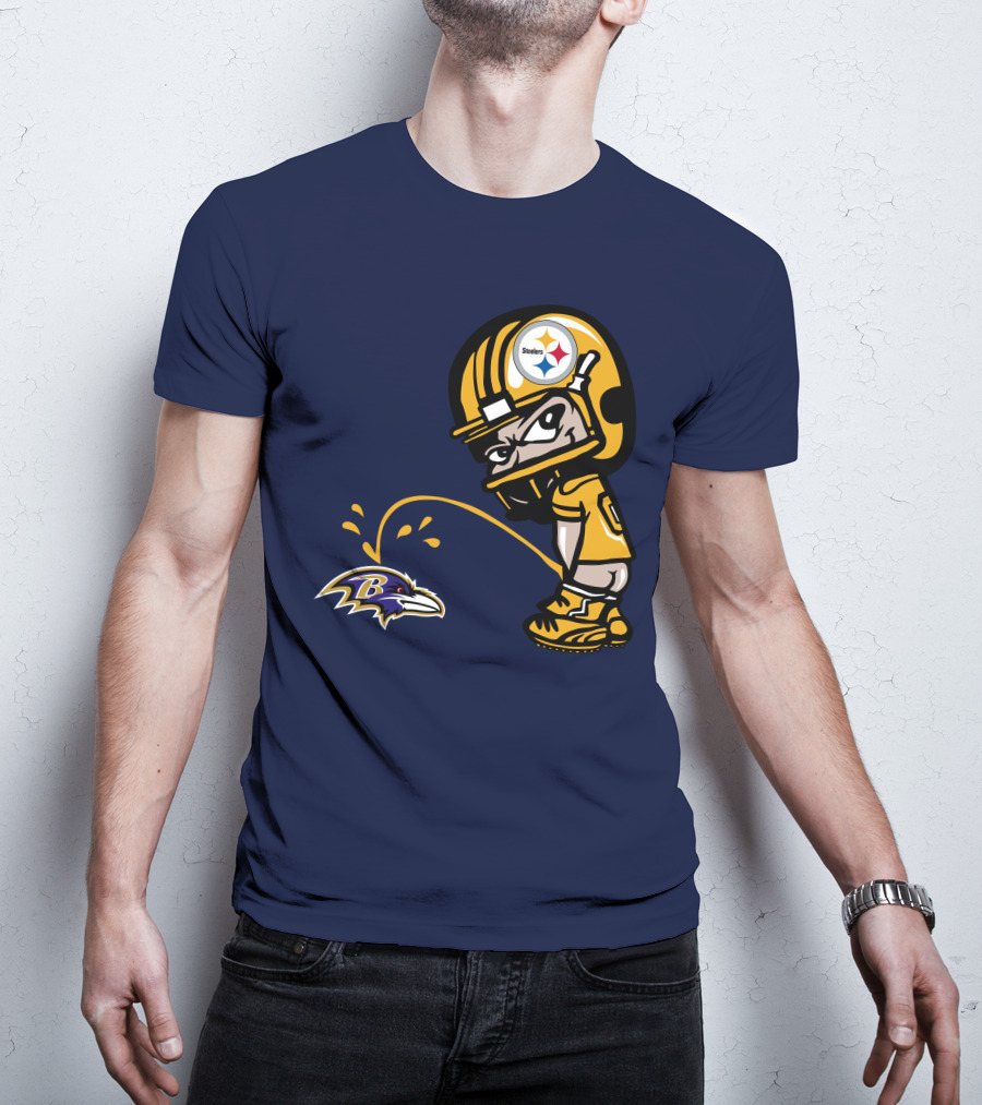 Steelers Vs. Ravens Rivalry Cartoon Helmet T-Shirt