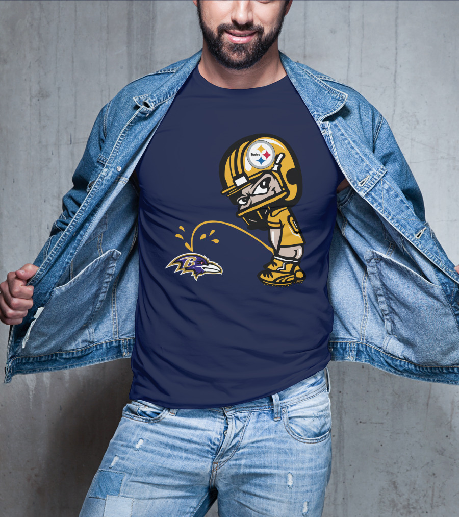 Steelers Vs. Ravens Rivalry Cartoon Helmet T-Shirt