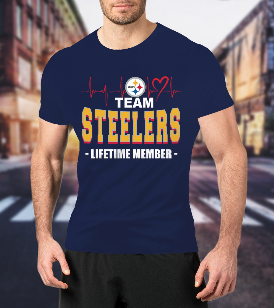 Team Steelers Lifetime Member Pittsburgh Steelers Heartbeat T-Shirt