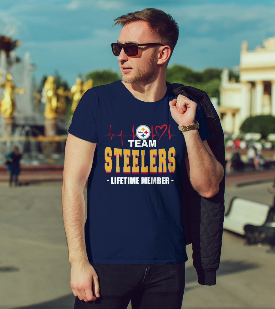 Team Steelers Lifetime Member Pittsburgh Steelers Heartbeat T-Shirt