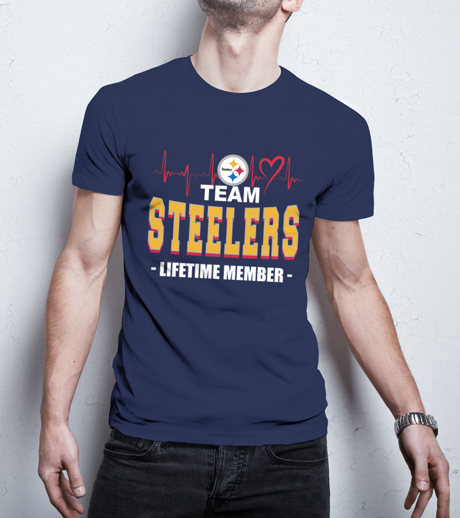 Team Steelers Lifetime Member Pittsburgh Steelers Heartbeat T-Shirt