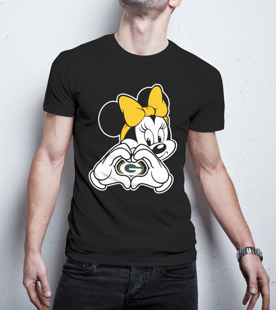 Minnie Mouse Green Bay Packers Heart Hands T-Shirt