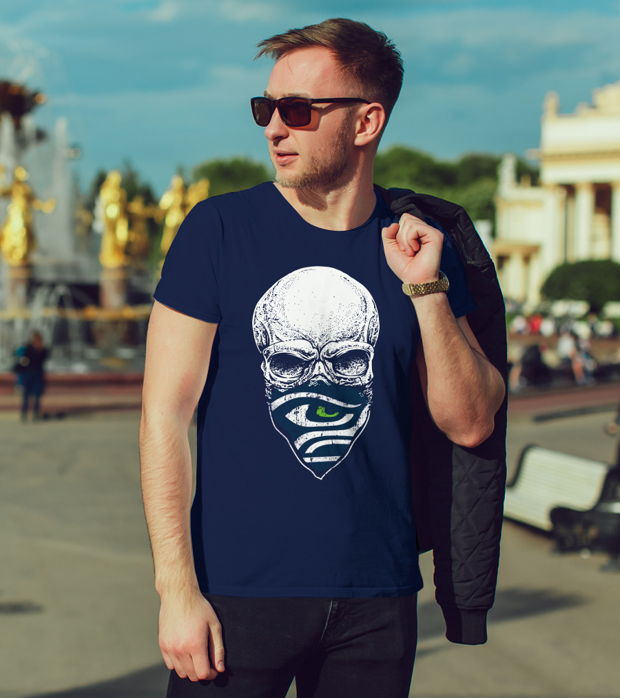 Seattle Seahawks Skull Bandana Logo Face T-Shirt