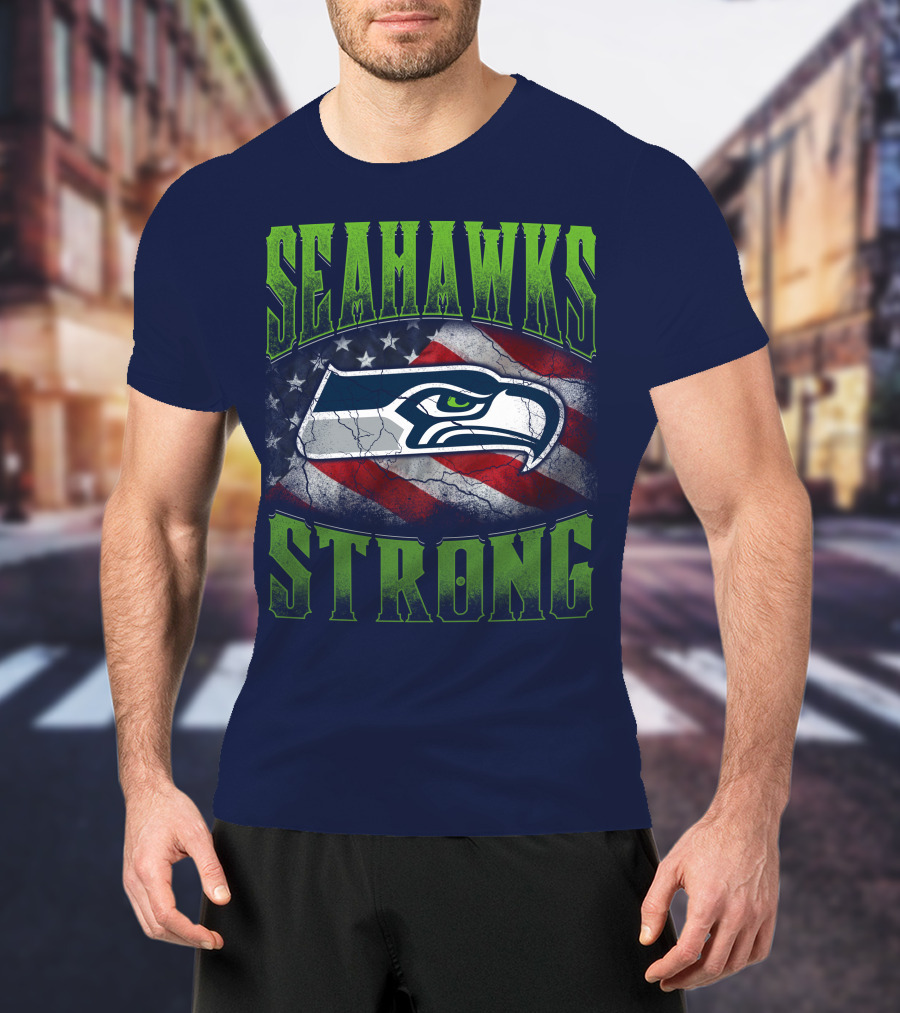 Seattle Seahawks Strong American Flag T-Shirt