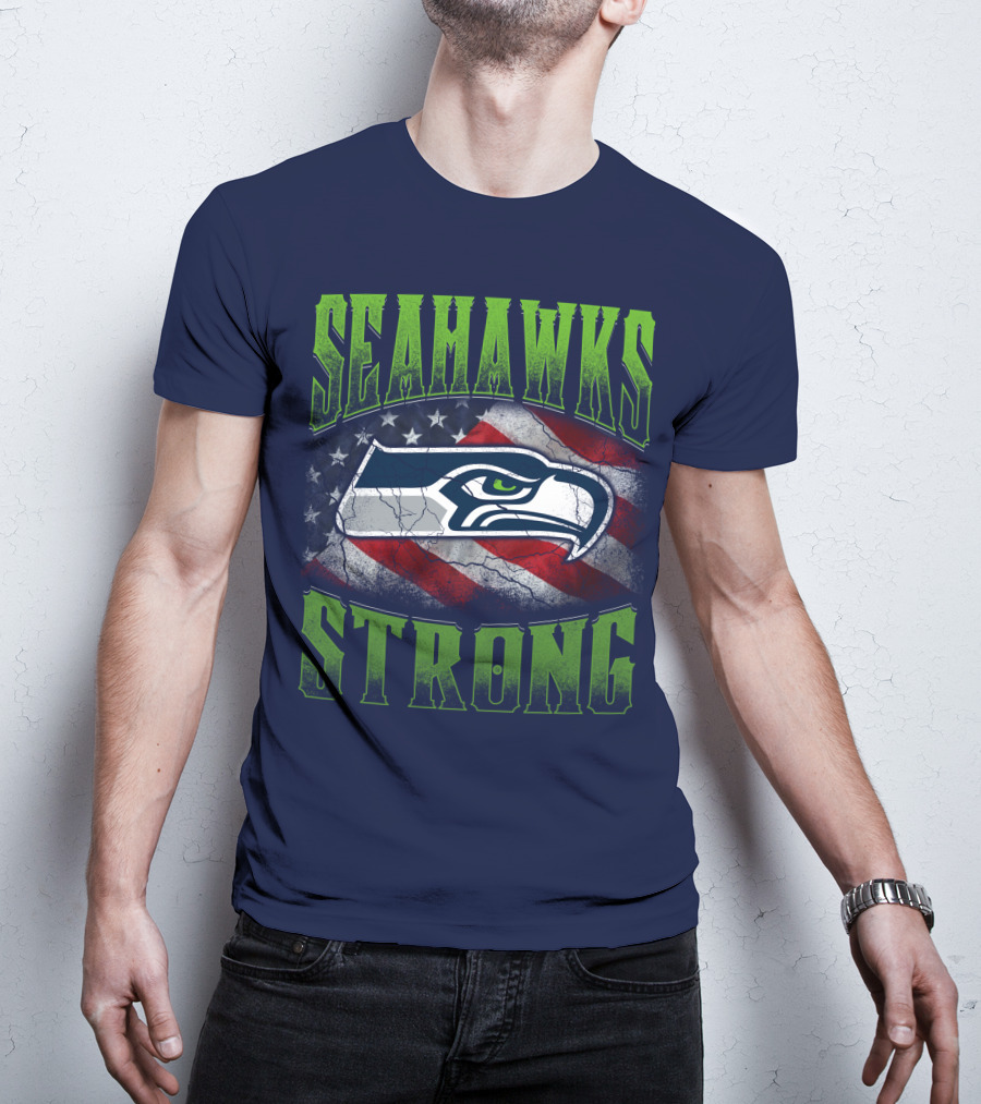 Seattle Seahawks Strong American Flag T-Shirt