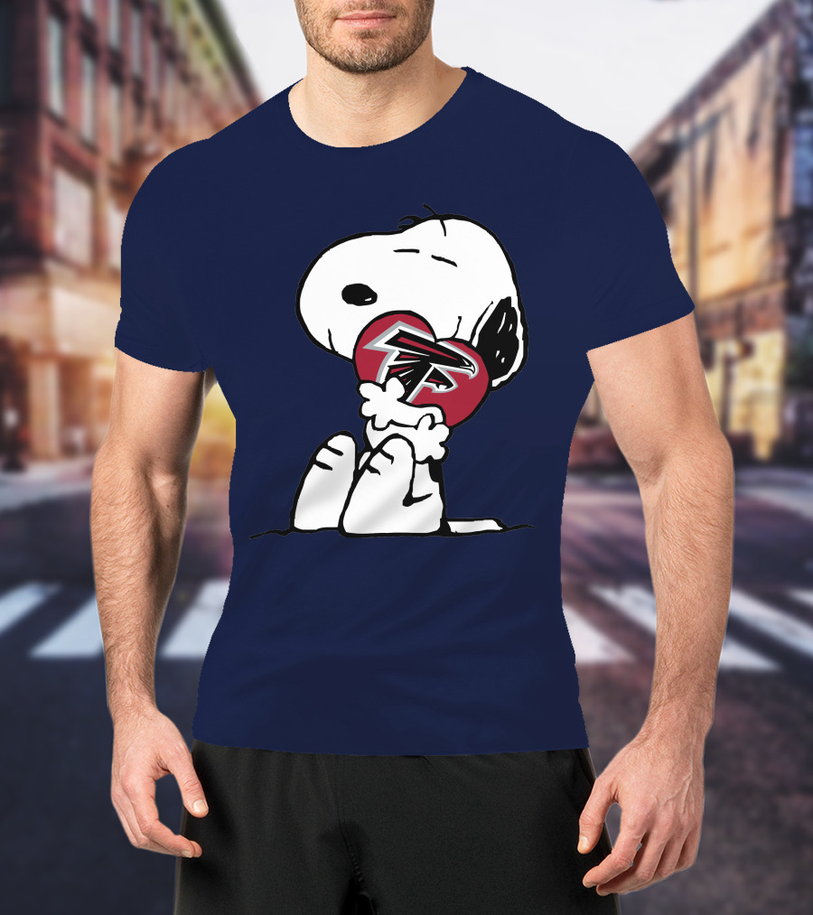 Snoopy Atlanta Falcons Logo Heart Hug T-Shirt
