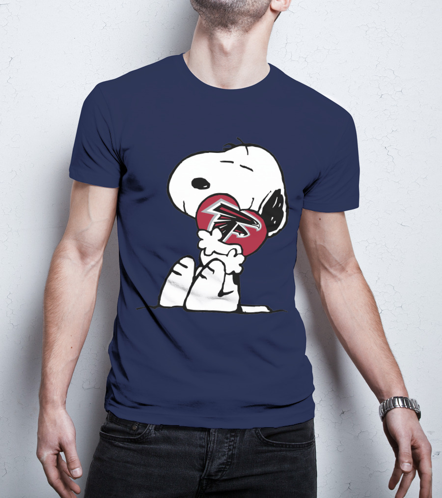 Snoopy Atlanta Falcons Logo Heart Hug T-Shirt