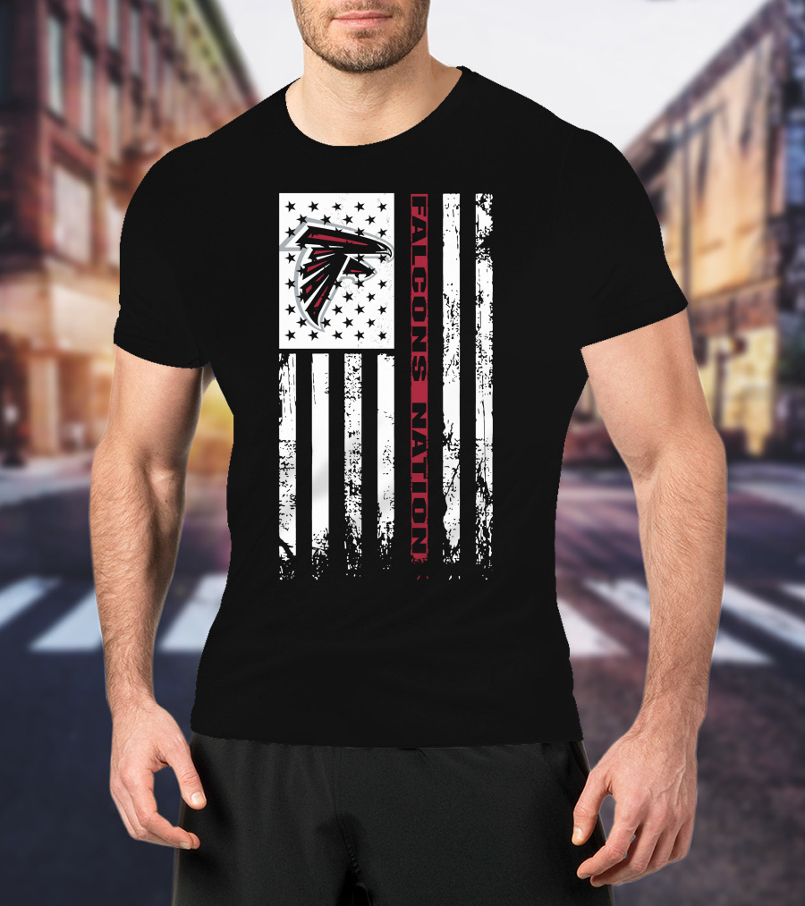 Falcons Nation Atlanta Falcons Logo Flag Stars And Stripes T-Shirt