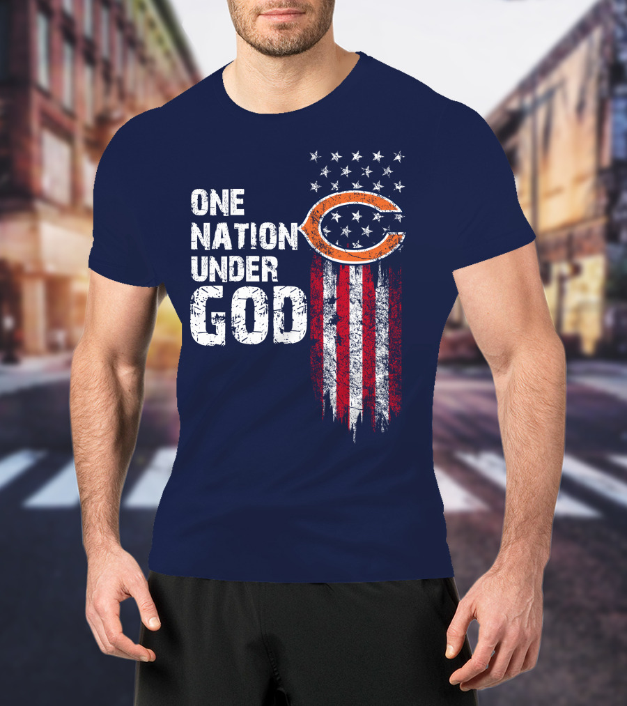 One Nation Under God Chicago Bears American Flag T-Shirt