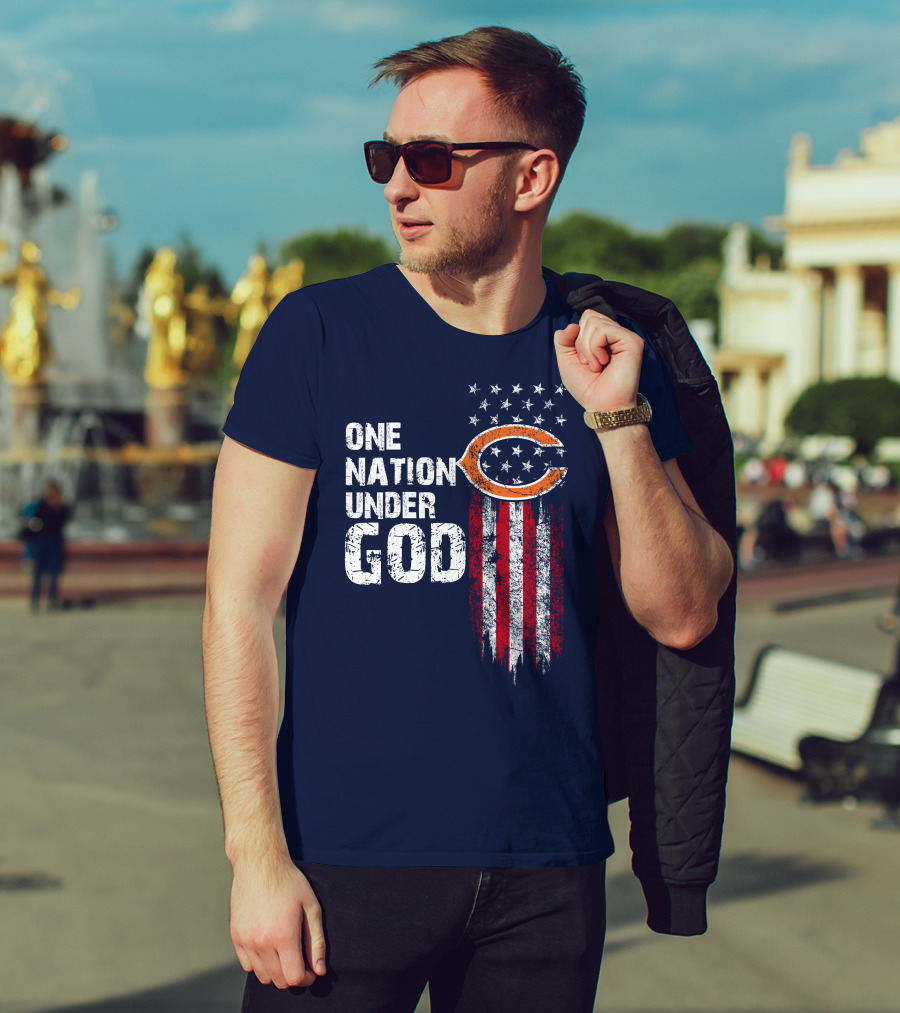 One Nation Under God Chicago Bears American Flag T-Shirt