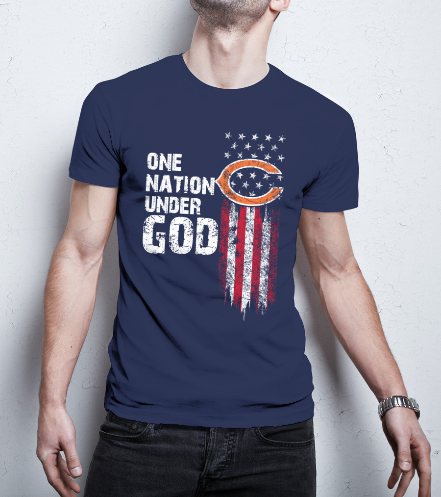 One Nation Under God Chicago Bears American Flag T-Shirt