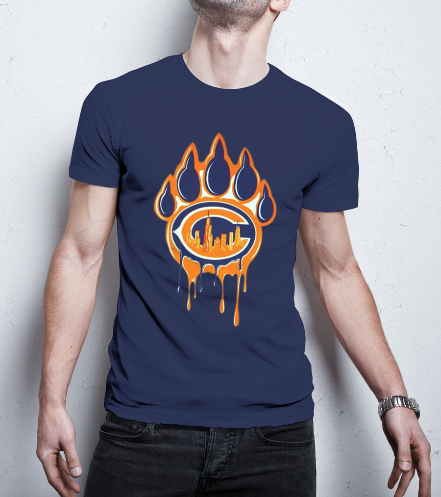 Chicago Bears Dripping Skyline Paw T-Shirt