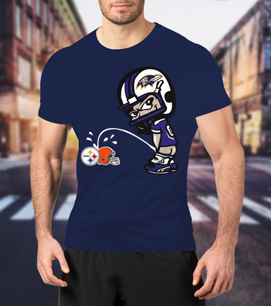 Baltimore Ravens Rivalry Mock Pittsburgh Steelers Cleveland Browns Helmets T-Shirt