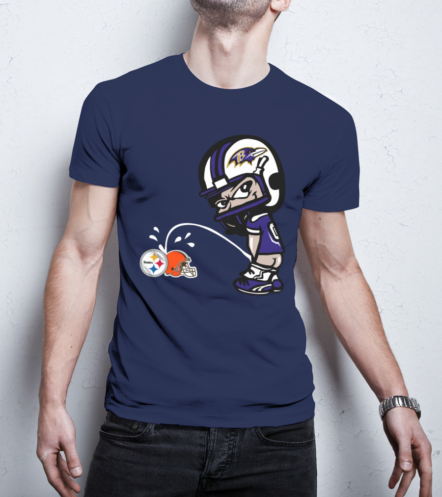 Baltimore Ravens Rivalry Mock Pittsburgh Steelers Cleveland Browns Helmets T-Shirt