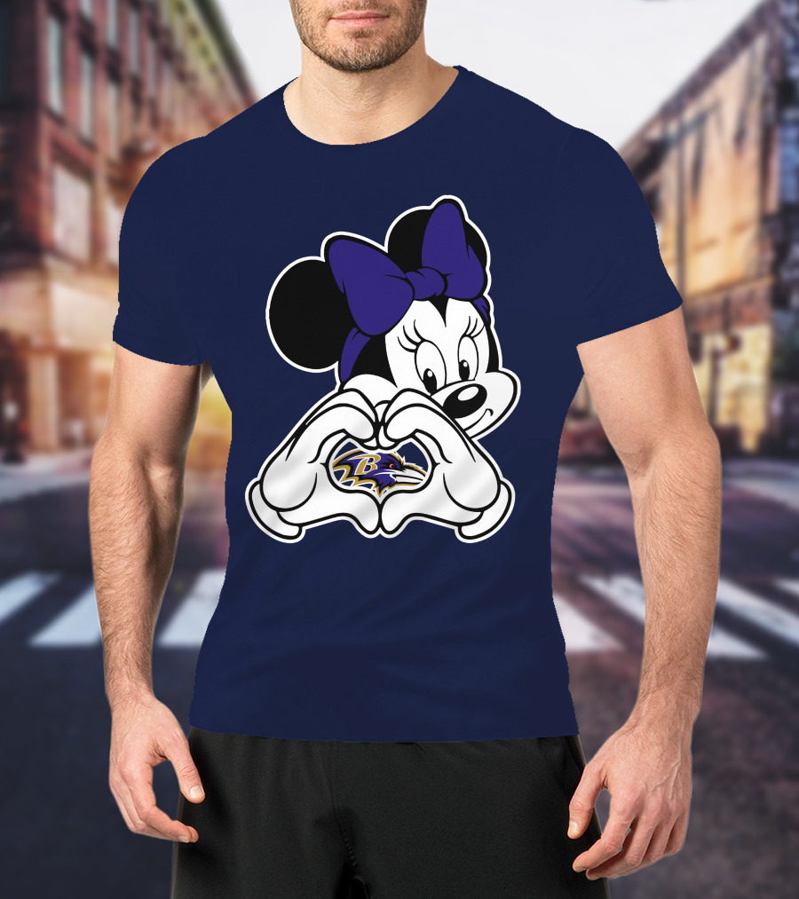 Baltimore Ravens Minnie Mouse Heart Hands T-Shirt