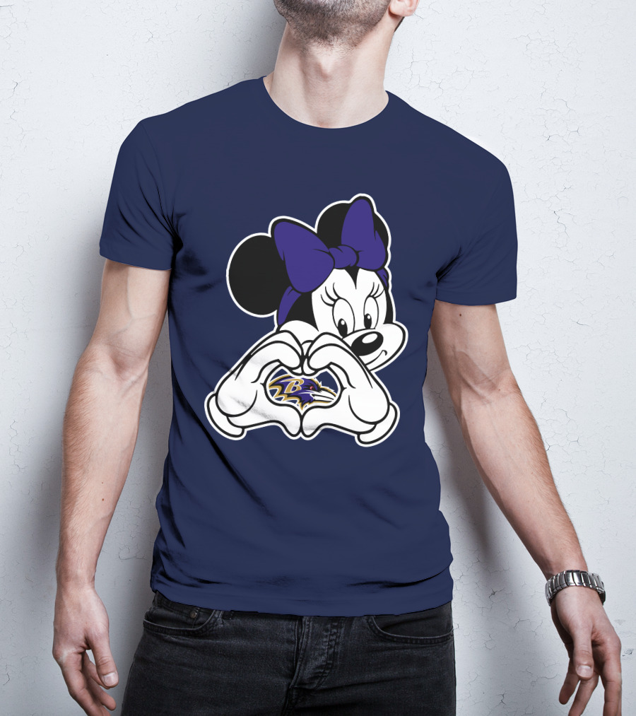 Baltimore Ravens Minnie Mouse Heart Hands T-Shirt