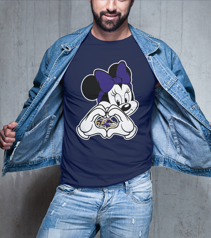 Baltimore Ravens Minnie Mouse Heart Hands T-Shirt