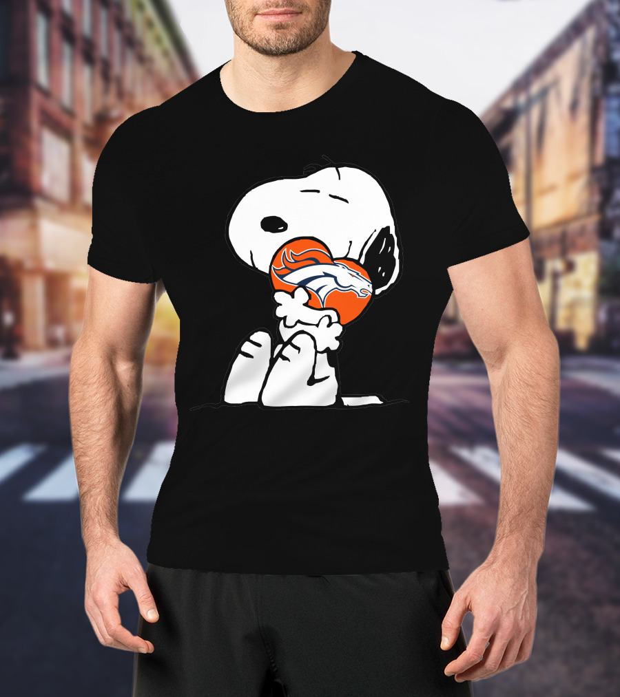 Snoopy Hugging Denver Broncos Football T-Shirt