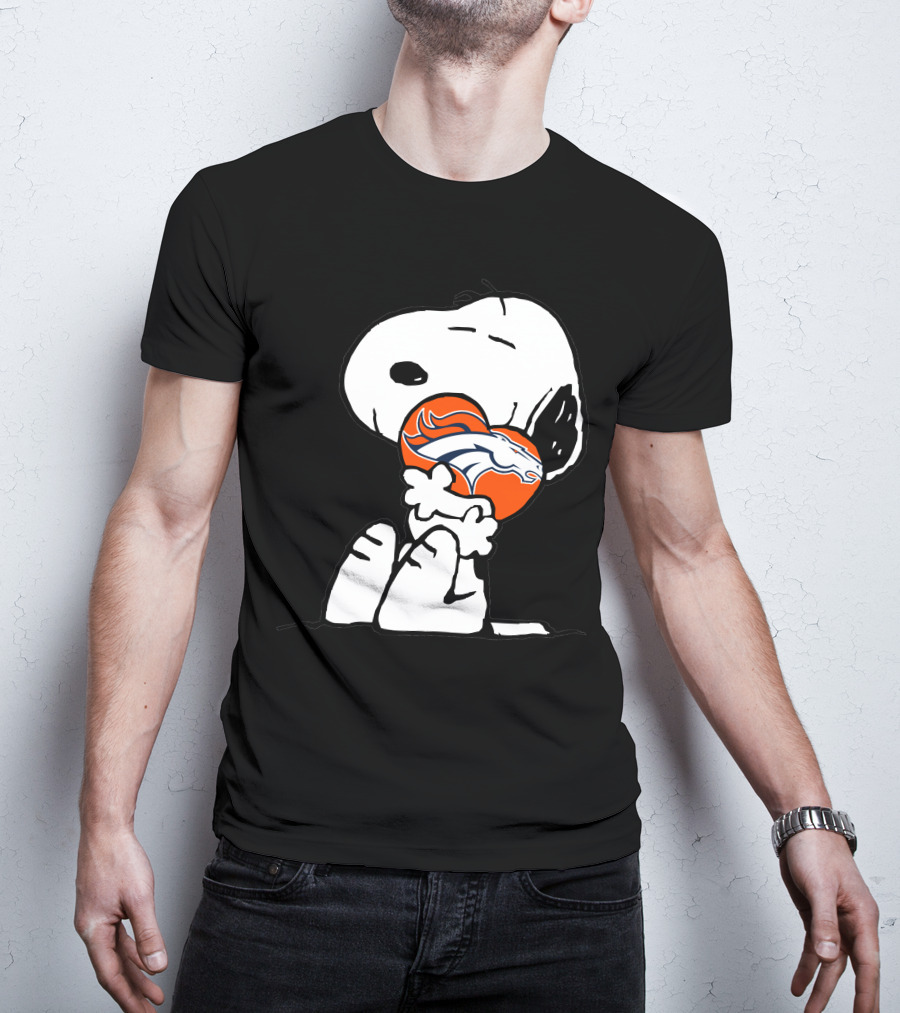Snoopy Hugging Denver Broncos Football T-Shirt