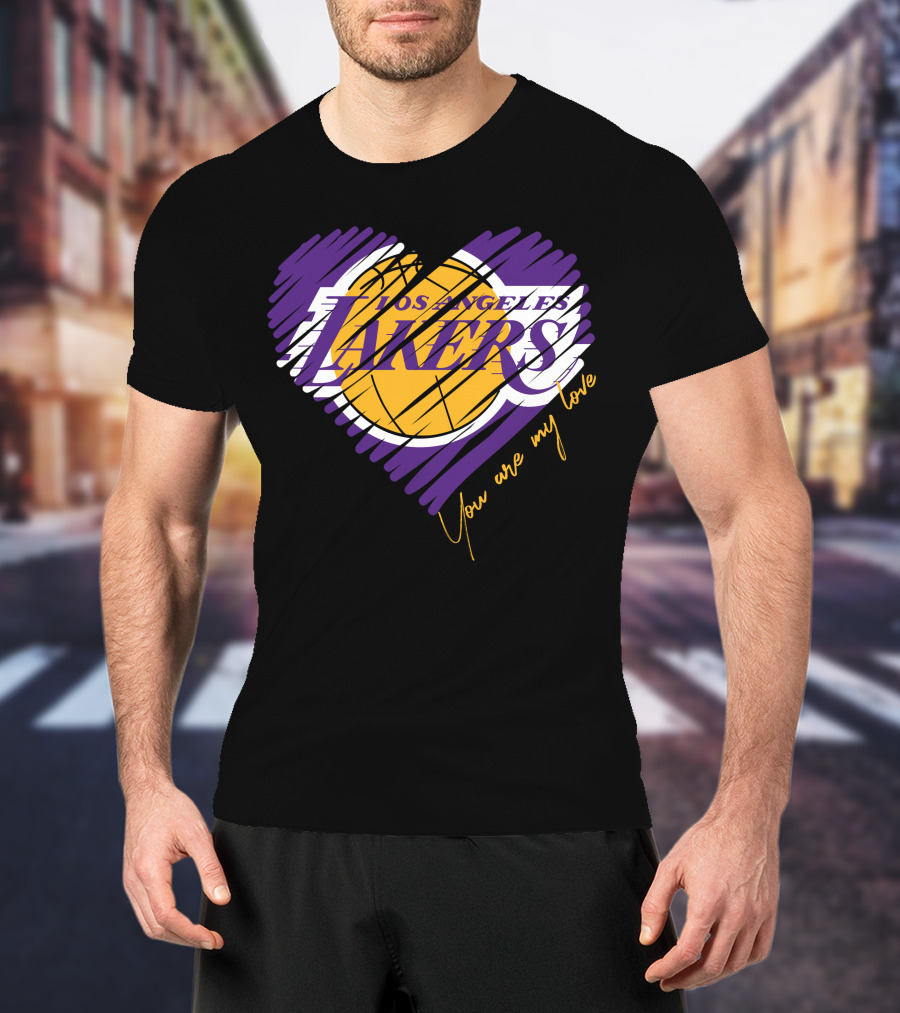 Los Angeles Lakers You Are My Love Heart Basketball T-Shirt