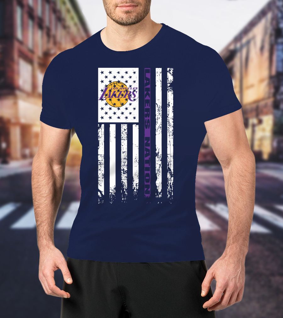 Los Angeles Lakers Nation Flag Stars Stripes T-Shirt