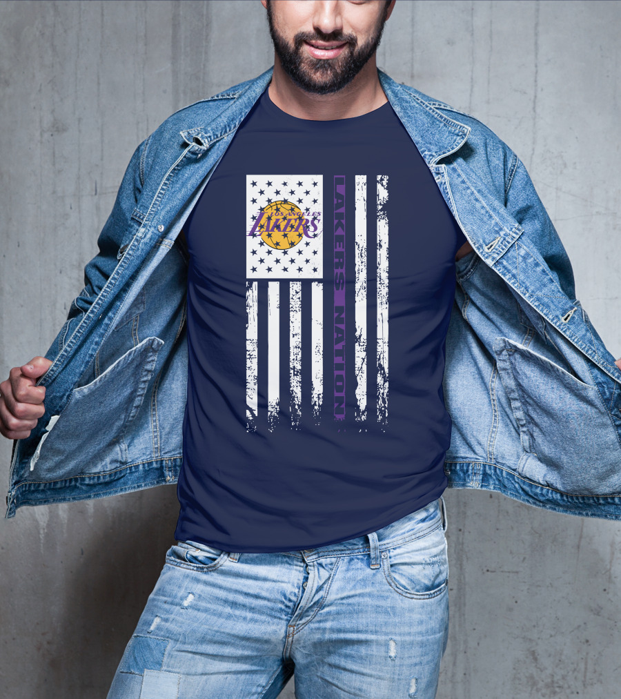 Los Angeles Lakers Nation Flag Stars Stripes T-Shirt