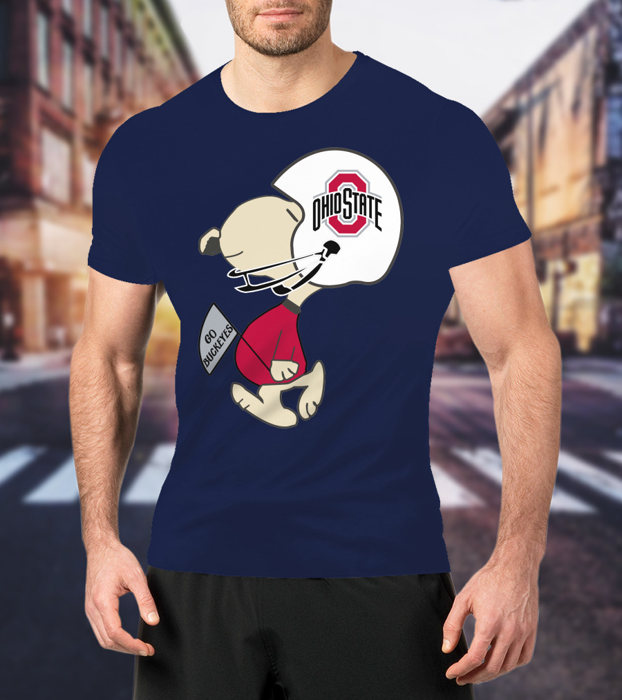 Go Buckeyes Ohio State Buckeyes Peanuts Character Football Helmet T-Shirt