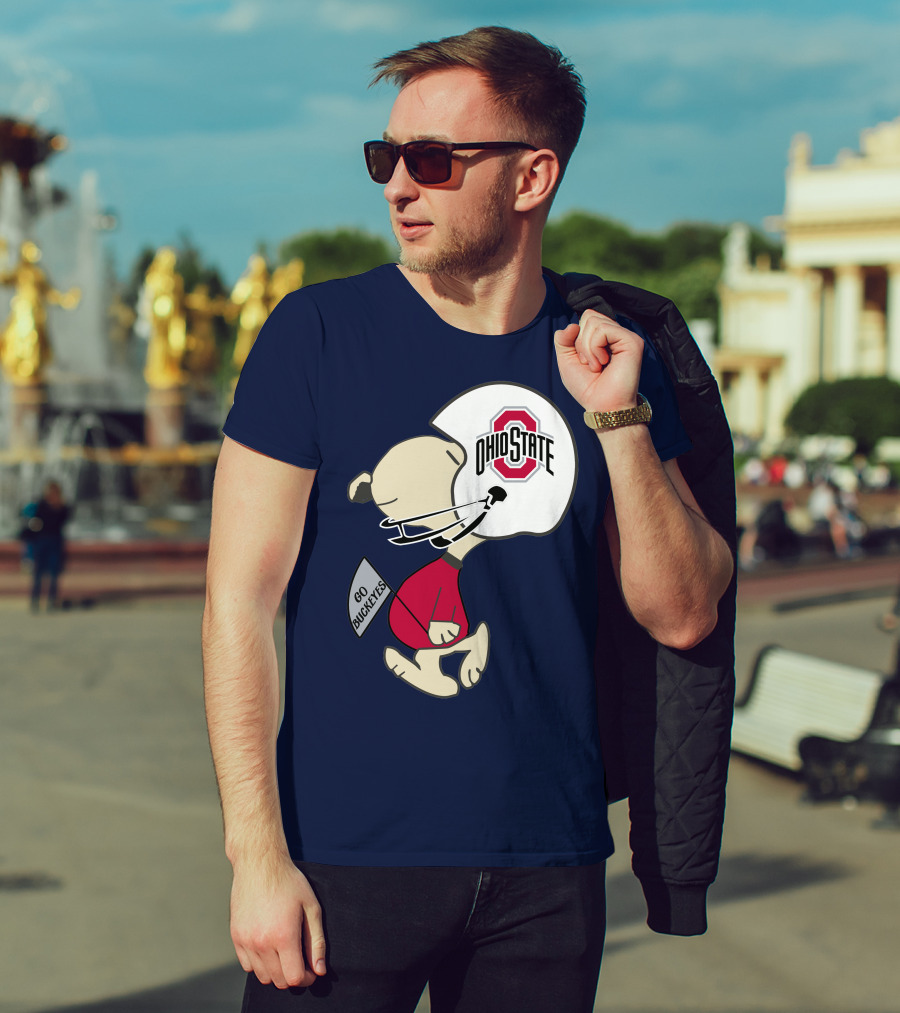 Go Buckeyes Ohio State Buckeyes Peanuts Character Football Helmet T-Shirt