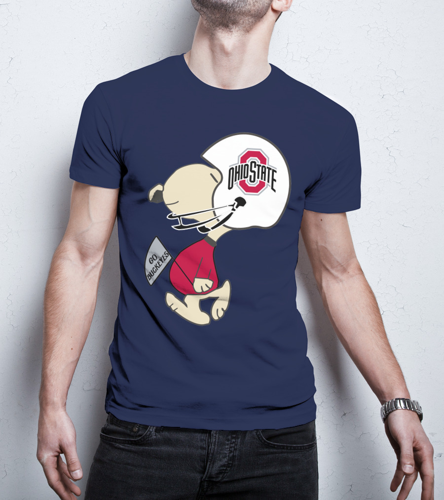 Go Buckeyes Ohio State Buckeyes Peanuts Character Football Helmet T-Shirt
