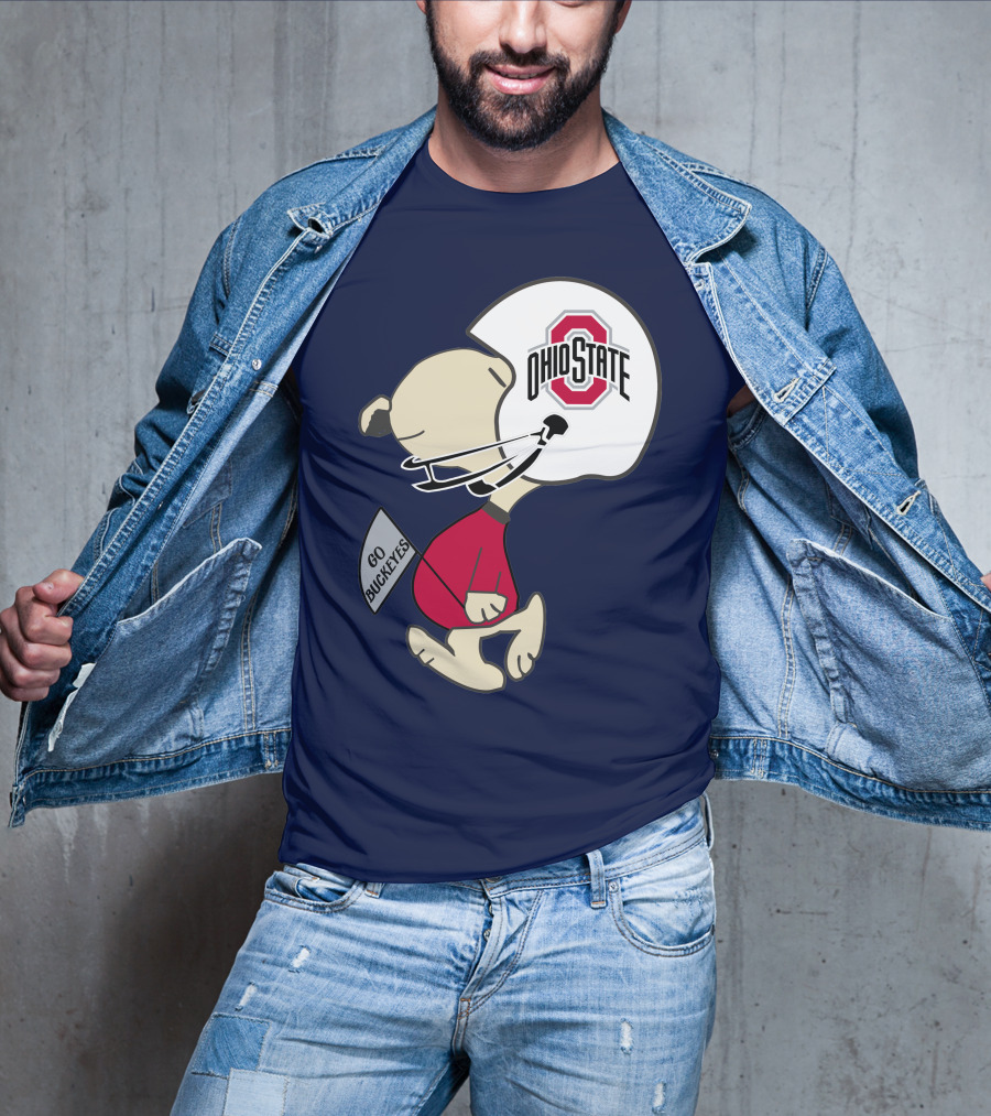 Go Buckeyes Ohio State Buckeyes Peanuts Character Football Helmet T-Shirt