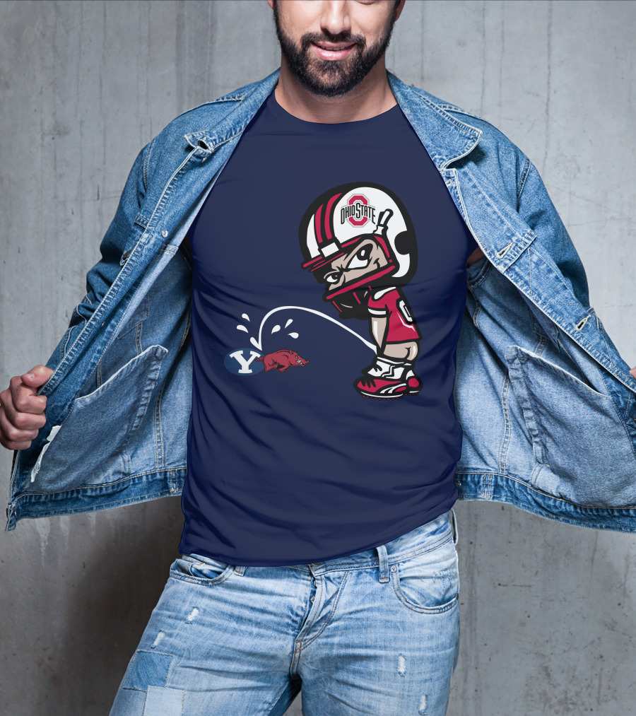 Ohio State Buckeyes Mascot Helmet Arkansas Razorbacks Byu Football Rivalry T-Shirt