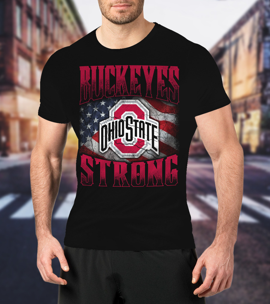 Buckeyes Strong Ohio State American Flag T-Shirt