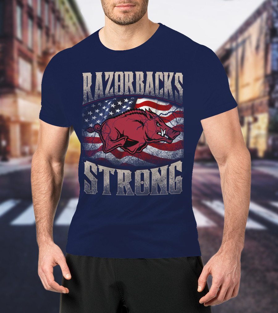 Razorbacks Strong American Flag T-Shirt