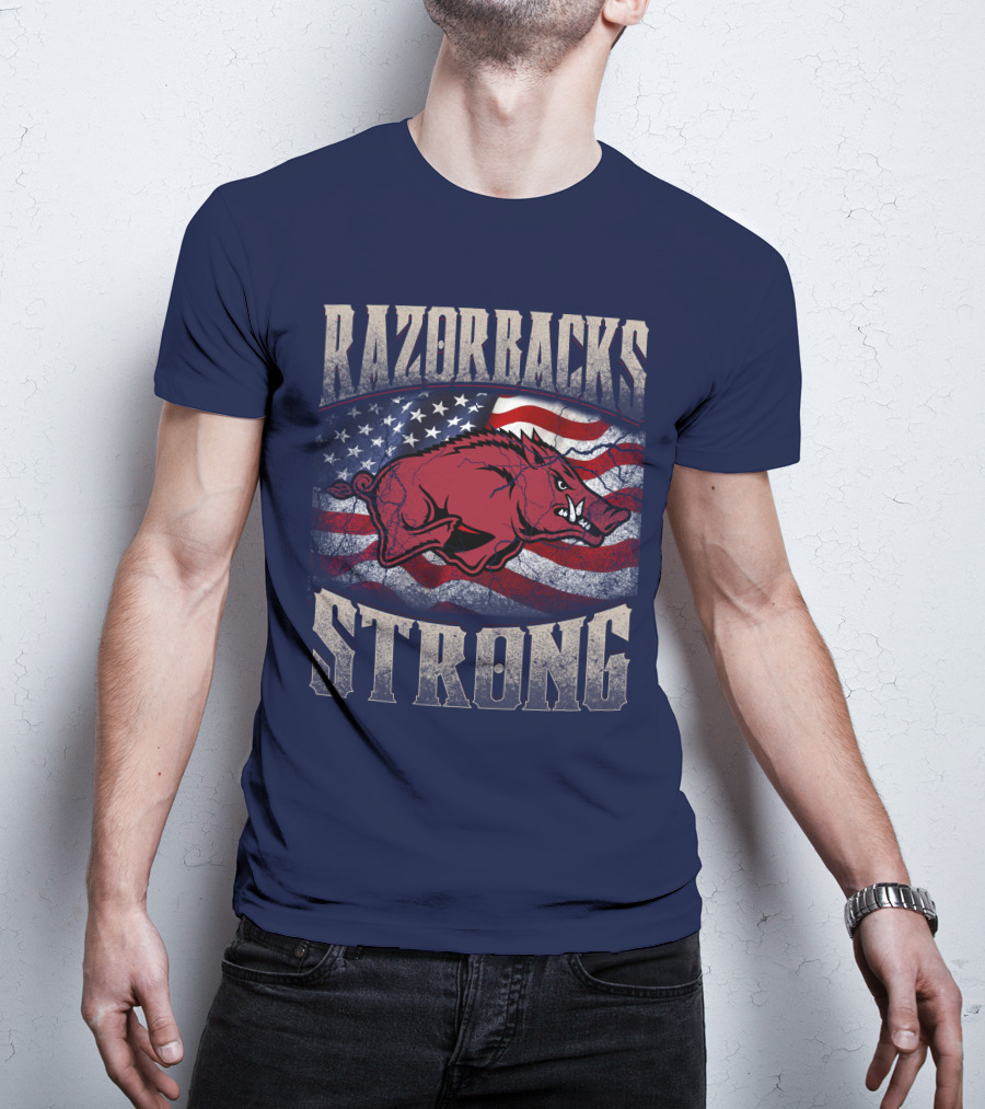 Razorbacks Strong American Flag T-Shirt
