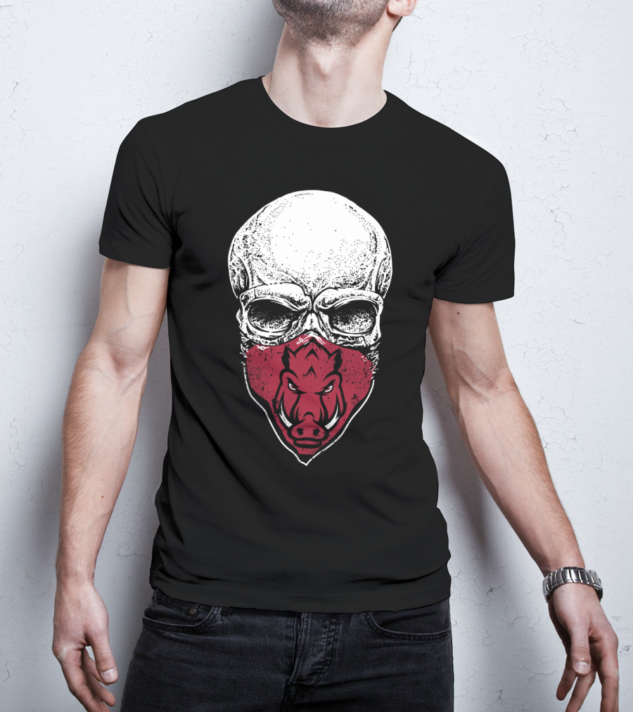 Arkansas Razorbacks Skull Logo Mask T-Shirt