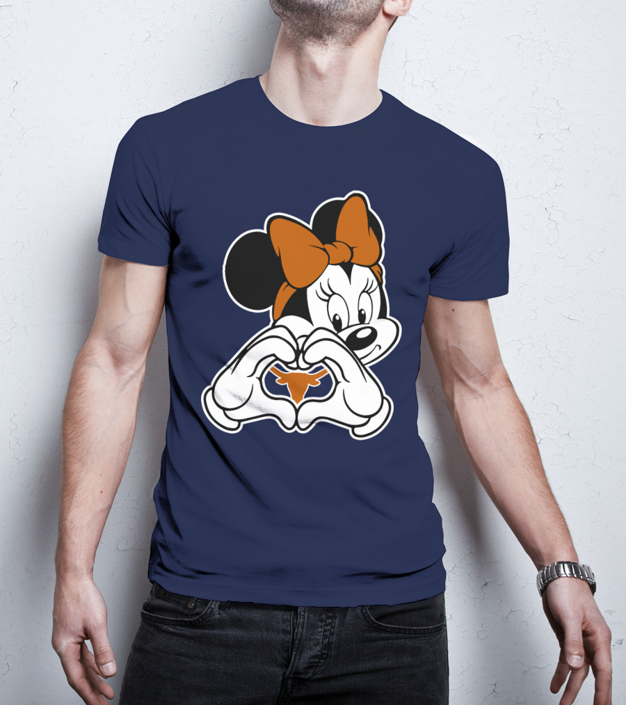Texas Longhorns Minnie Mouse Heart Hands T-Shirt