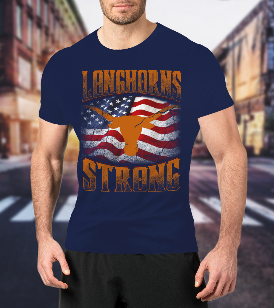 Longhorns Strong American Flag T-Shirt