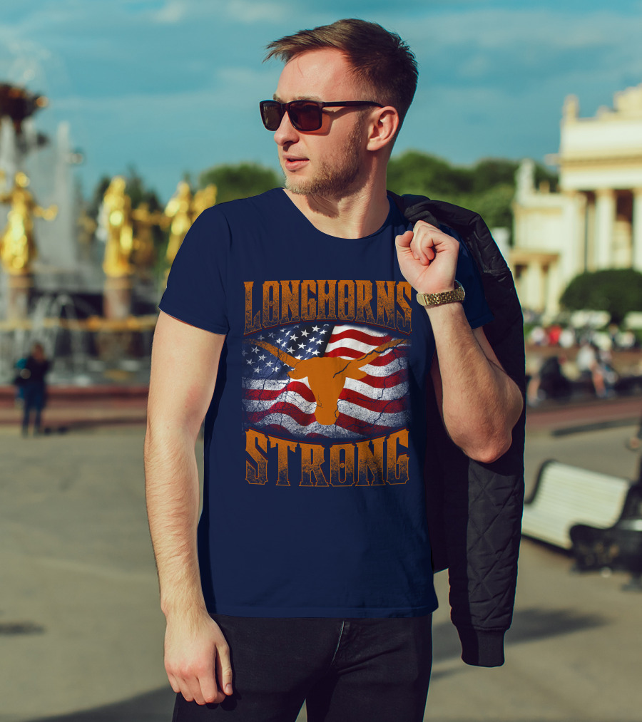 Longhorns Strong American Flag T-Shirt