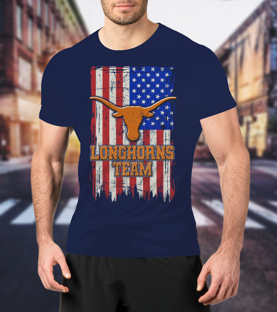 Longhorns Team American Flag T-Shirt