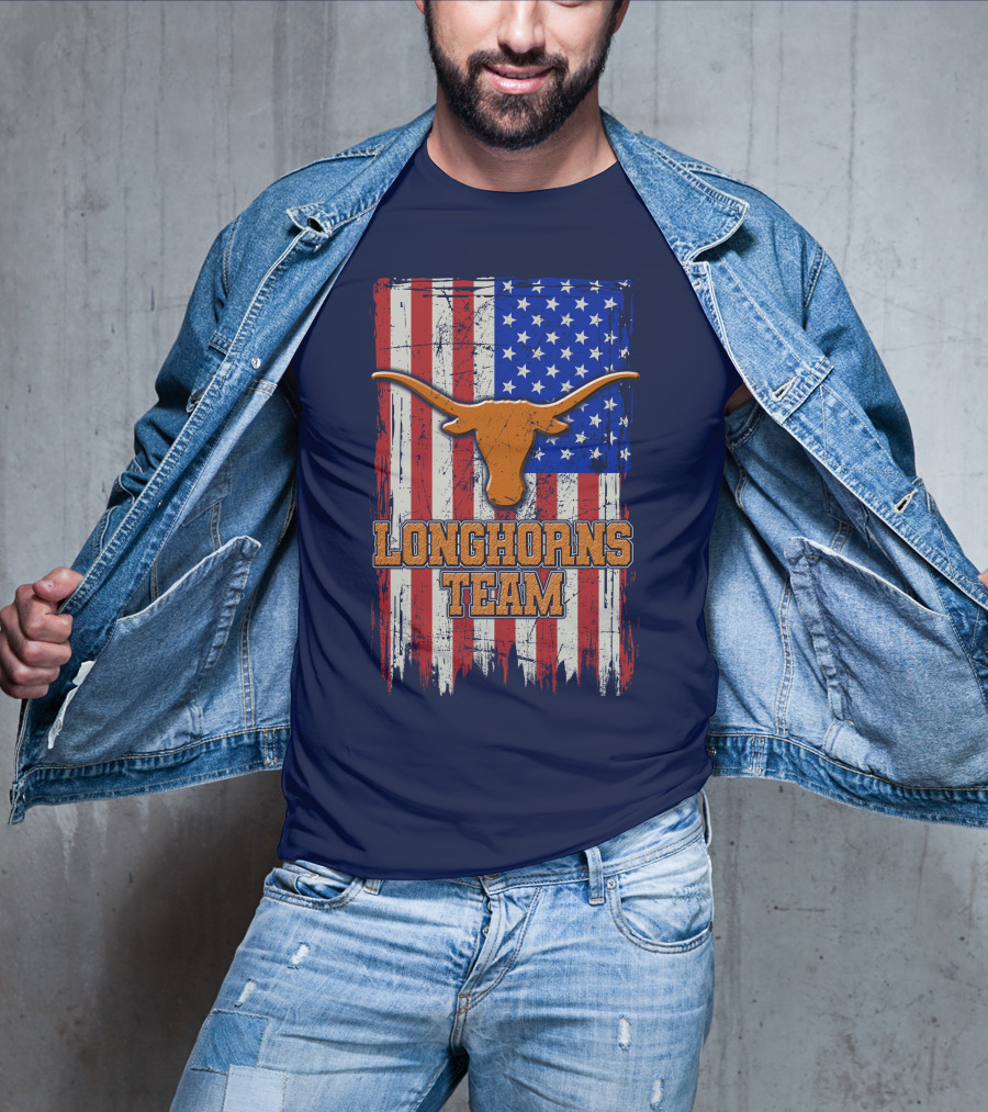 Longhorns Team American Flag T-Shirt