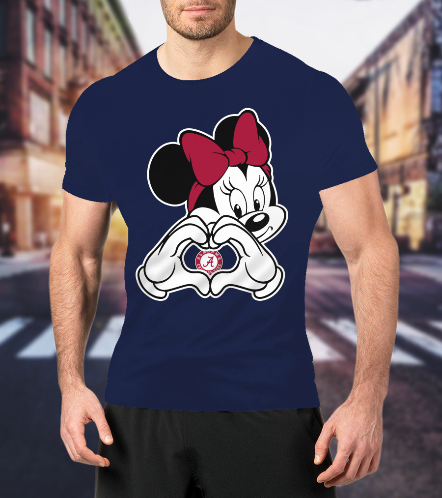 Alabama Crimson Tide Minnie Heart Hands T-Shirt