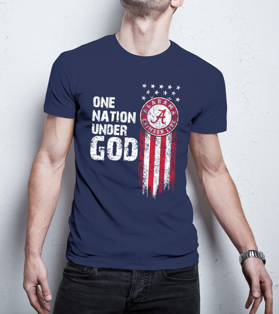 One Nation Under God Alabama Crimson Tide Stars And Stripes T-Shirt