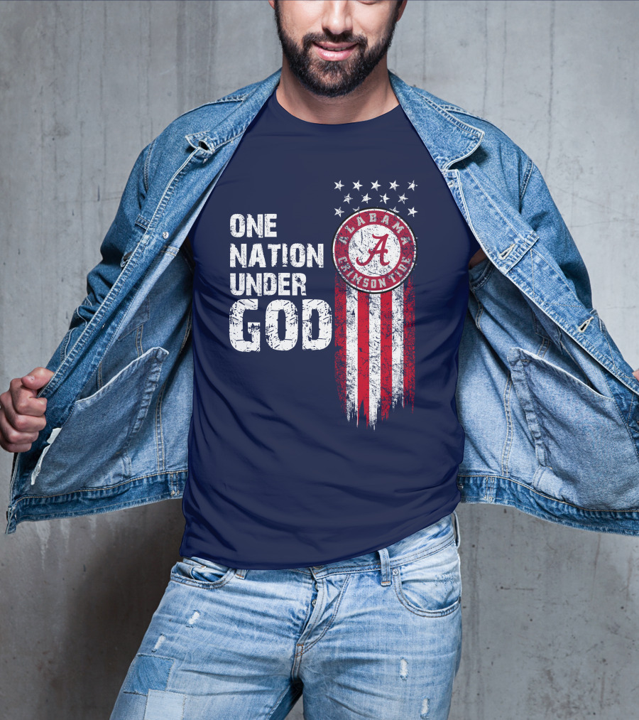 One Nation Under God Alabama Crimson Tide Stars And Stripes T-Shirt